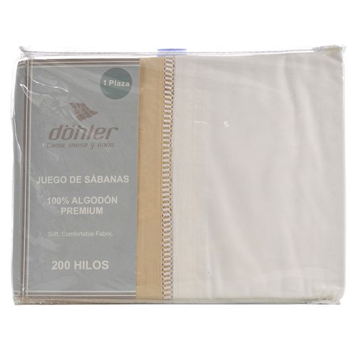 Juego de sábanas 1 plaza DÖHLER 200 hilos Blanco
