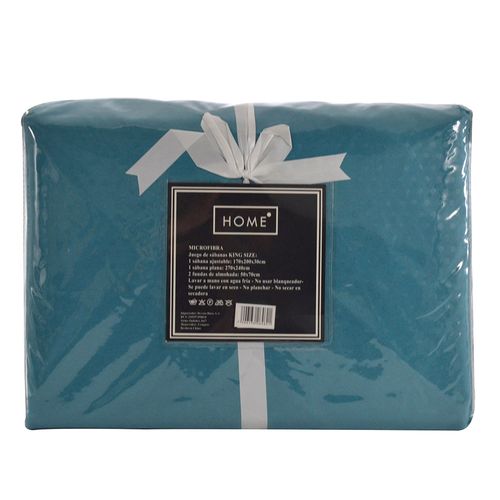 Juego de sábanas HOME king size en microfibra Azul petróleo