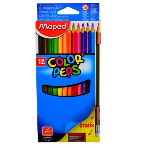 Lápices de colores MAPED 12 un. + Lápiz + sacapuntas