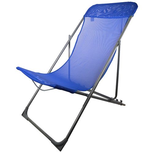 Silla Plegable Alta de Acero y Textilina Azul