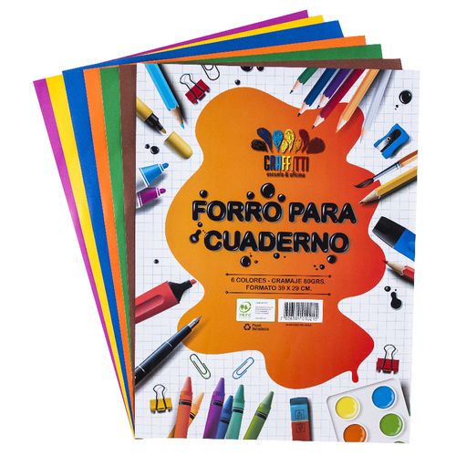 Forro de papel para cuaderno GRAFFITTI 6 un. 80g 39x29 cm