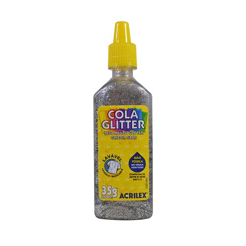 Goma de pegar con brillantina ACRILEX 35 g plata