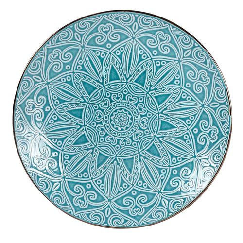Plato llano de cerámica 27 cm azul