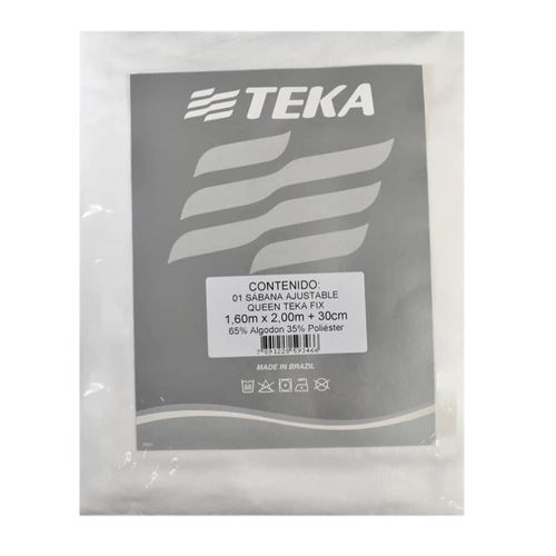 Sábana ajustable TEKA Fix color blanco queen 160 x 200 cm + 30 cm