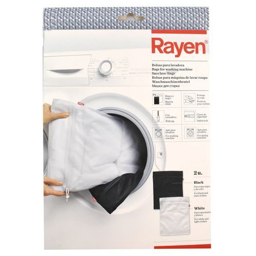 2 bolsas para lavadora/secadora 44x35 cm blanca-negra