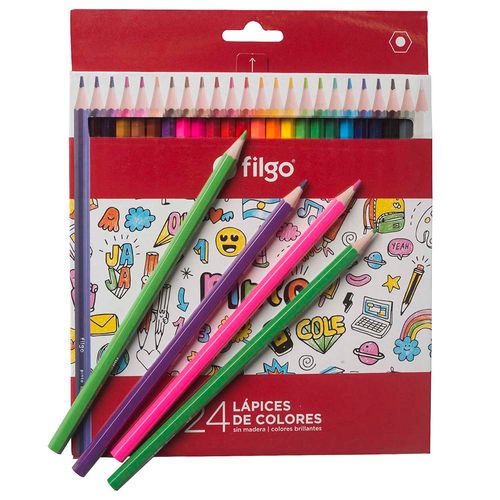 Lápices de colores FILGO 24 un. + 6 marcadores finos