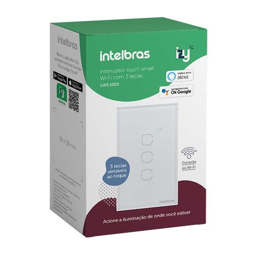 Interruptor smart INTELBRAS x 3 Mod. Ews 1003 Izy negro