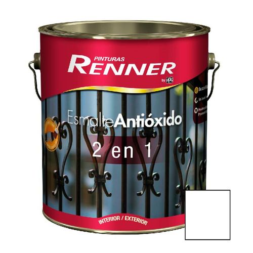 Esmalte RENNER antióxido 2 en 1 brillante blanco x