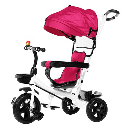 Triciclo rosa con toldo para bebé