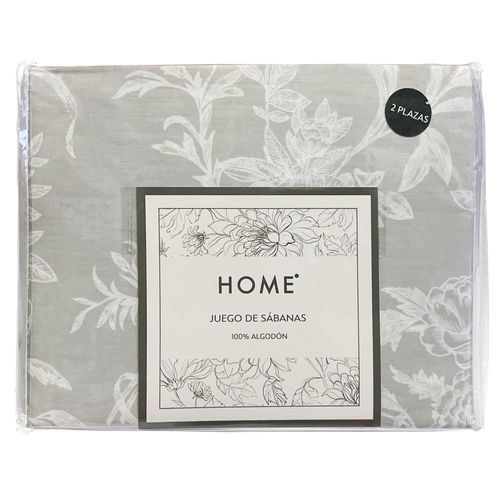 Juego de Sábanas HOME Full 180 hilos azul con hojas 100% algodón