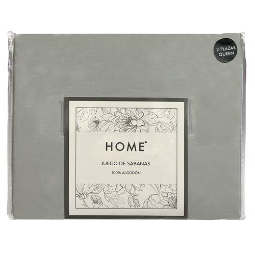 Juego de Sábanas HOME Queen 180 hilos gris 100% algodón