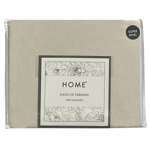 Juego de Sábanas HOME Super King 180 hilos crema 100% algodón