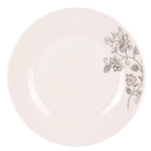 Plato llano de porcelana 23 cm hojas grises