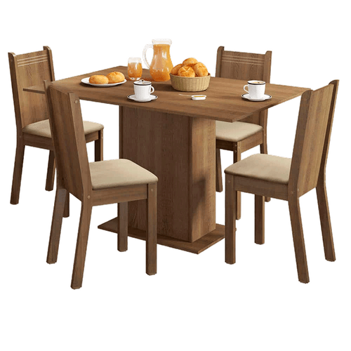 Juego de Comedor 4 Sillas Crema/Perla