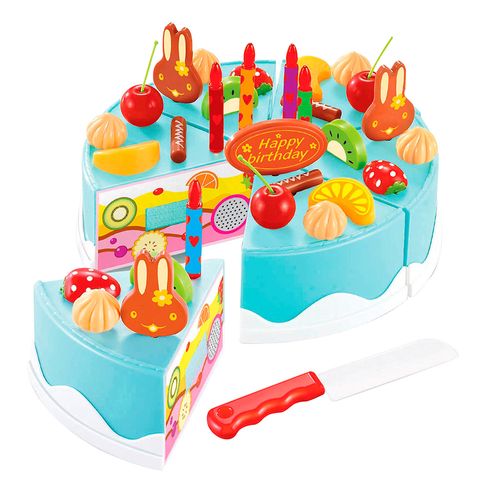 Torta de cumpleaños en porciones celeste 88922
