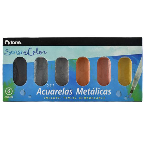 Acuarelas metálicas TORRE Soc 6 Colores + Pincel