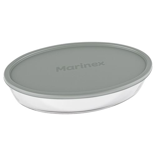 Contenedor 1.6 L vidrio oval con tapa