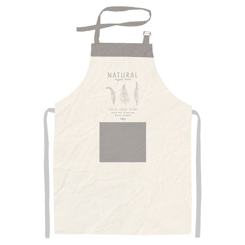 Delantal con peto Linea Vip Flores Helechos Gris