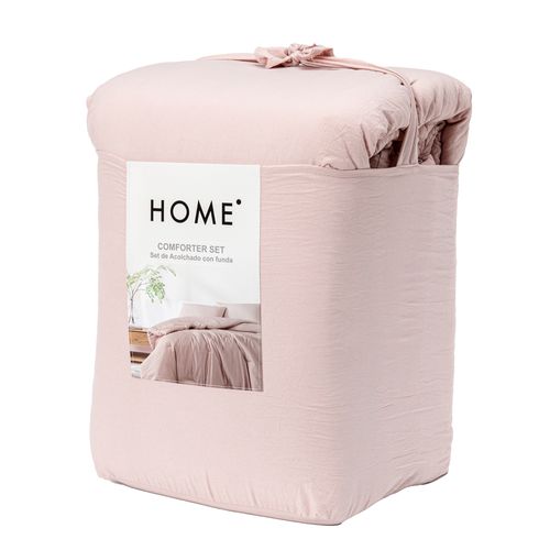 Acolchado HOME línea Confort King Size 3 piezas 280x240/50x70 color rosa