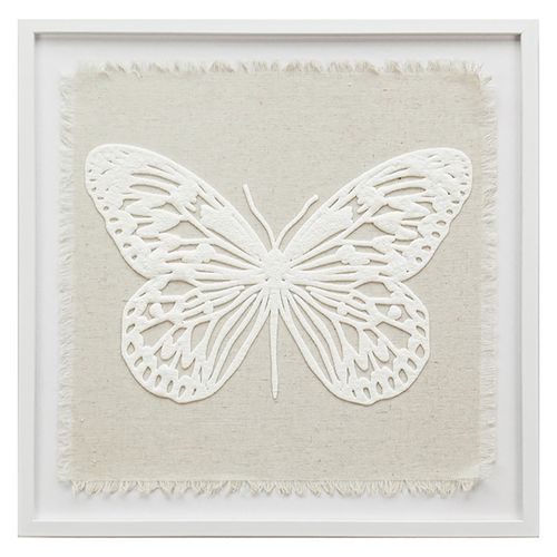 Lámina con marco 40x40 cm Mariposa blanco/lino