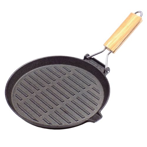 Plancha grill red con mango en madera diámetro 24cm hierro