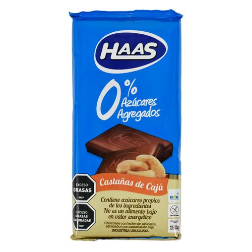 Chocolate HAAS 0% Azúcar Castaña Cajú 150 g