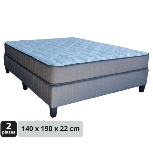 Conjunto de sommier Berlin en espuma 2 plazas 140x190x22 cm