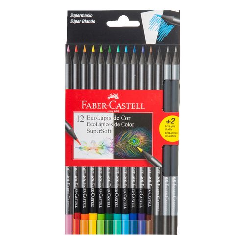 Lápices de colores FABER Soft 12 un. + 2 lápices