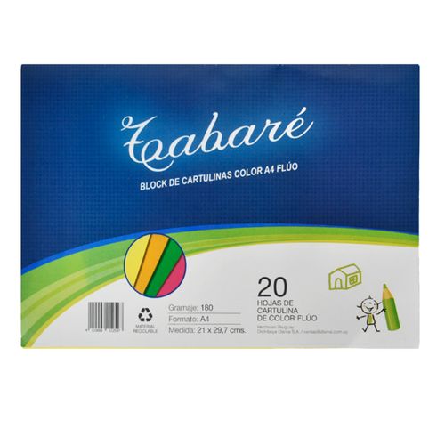 Block Cartulina TABARÉ Fluo A4 20H 180 g