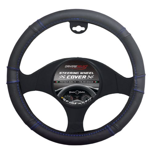 Cubrevolante 100% cuero hilo azul