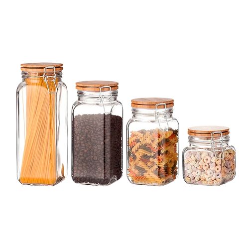 Frasco de vidrio 1700 ml con tapa Bambú