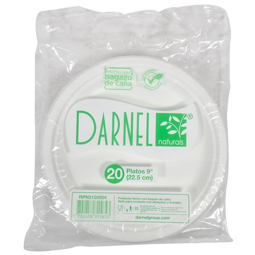 Plato bagazo de caña blanco 23cm x20 un