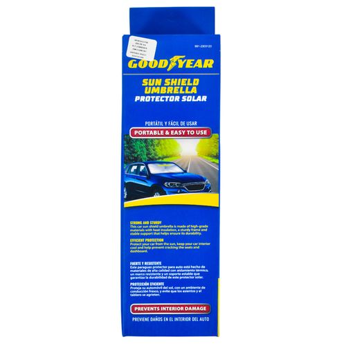 Protector solar para auto GOODYEAR negro y plata 140x79 cm